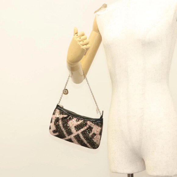 FENDI Accessory Pouch Sequin Pink Gold Auth 128846V - Picture 3 of 16